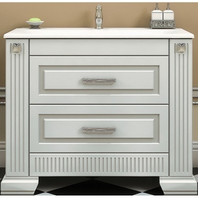 Тумба под раковину Opadiris Оникс 100 Z0000005573 Белая глянцевая с серебристой патиной