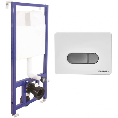 Инсталляция Berges Wasserhaus Novum D7 040237 для унитаза с Хром Белой клавишей смыва