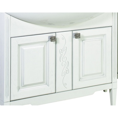 Тумба под раковину ASB-Woodline Модена 85 Белая с серебряной патиной