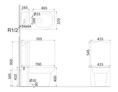Унитаз компакт Creo Ceramique Le Mans LM1002+LM1003+LM1001 с бачком и сиденьем Микролифт