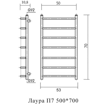 Полотенцесушитель водяной Domoterm Лаура П7 500*700 Хром