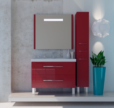 Тумба с раковиной SanVit Сольвейг 60 в цвете Ral Красный глянец