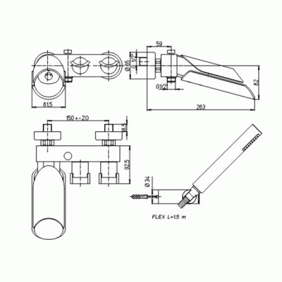 Смеситель для ванны Paini Morgana 73PW105LH Никель Светлый дуб