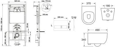 Унитаз Ceramica Nova Play CN3001 с инсталляцией Berges Wasserhaus Novum L3 040213 с сиденьем Микролифт с кнопкой Хром