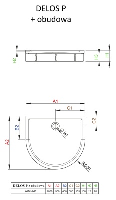 Акриловый поддон для душа Radaway Delos P 90x100x15 белый