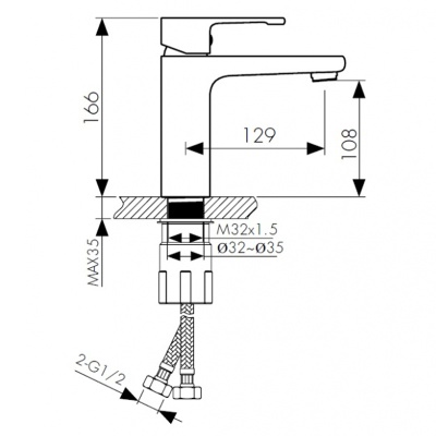 Смеситель для раковины Kaiser Elite 01011-2 Черный матовый