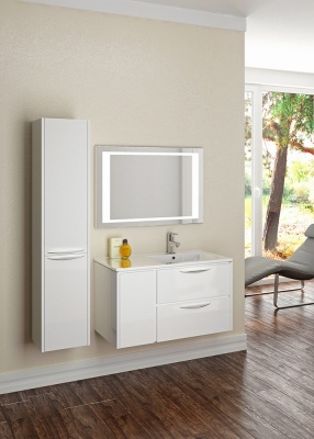 Тумба с раковиной SanVit Мэри-1 90 R kmery901 в цвете Ral подвесная Белый глянец