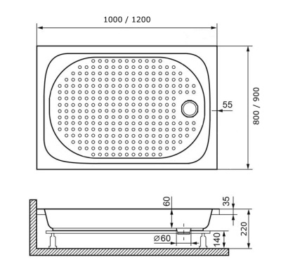 Акриловый поддон для душа RGW Acrylic Lux/Tn 90x100x22 без сифона