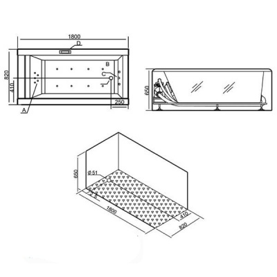 Акриловая ванна Eago AM152JDTS-1Z С гидромассажем