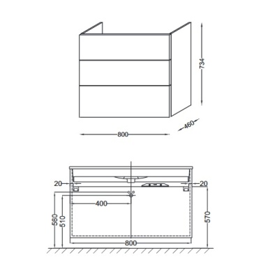 Тумба под раковину Jacob Delafon Vox 80 EB2078-R2-G92 подвесная Миндальная