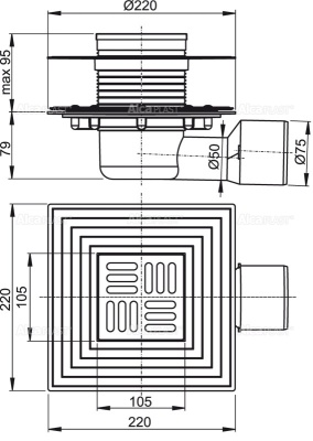 Душевой трап Alcaplast APV3344 с решеткой Хром
