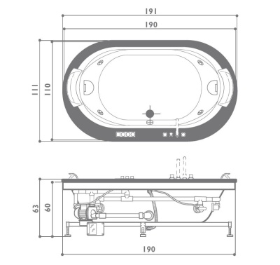Акриловая ванна Jacuzzi Opalia 190x110 wood 9F43-498A Тик