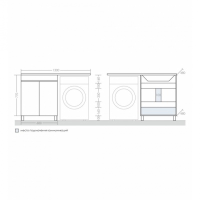 Тумба с раковиной СанТа Марс 130 R 700265+900115 Белая