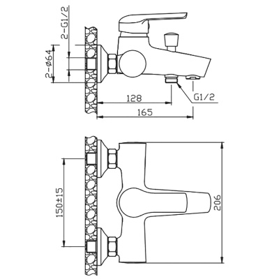 Смеситель для ванны Orange Tony M54-100Gr Графит