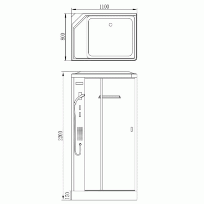 Душевая кабина Orans EW-115 L 110x80 с гидромассажем профиль Белый задние стенки Белые