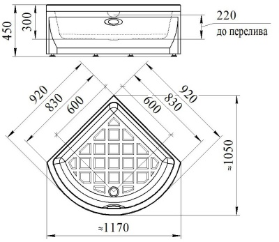 Акриловый поддон для душа Radomir 90x90x45 1-11-0-0-0-002 Белый