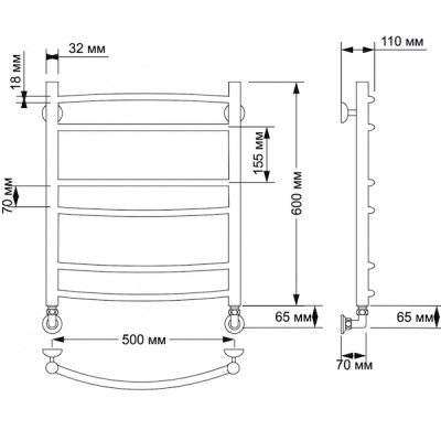 Водяной полотенцесушитель Secado Милан 2 50х60 Бронза