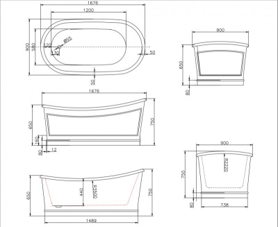 Акриловая ванна BelBagno BB32-MATT 168х90 Белая матовая
