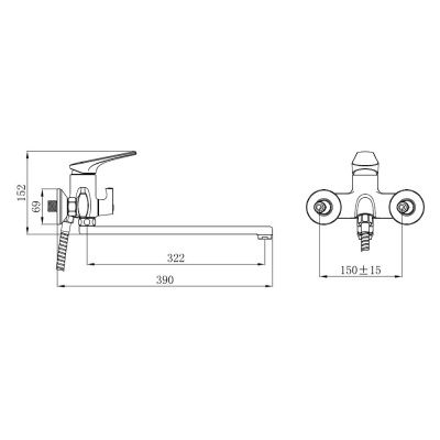 Смеситель для ванны Ростовская Мануфактура Сантехники SL122BW-006E универсальный Коричневый Хром