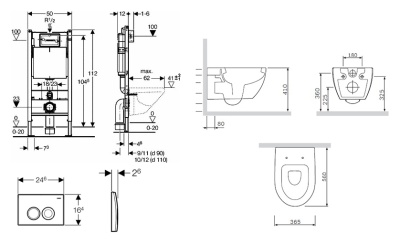 Комплект унитаза AM.PM Awe C111738WH с инсталляцией Geberit Duofix Delta UP100 458.124.21.1 с сиденьем Микролифт и клавишей смыва Хром