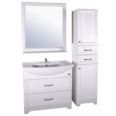 Тумба под раковину ASB-Woodline Берта 85 Белый патина серебро