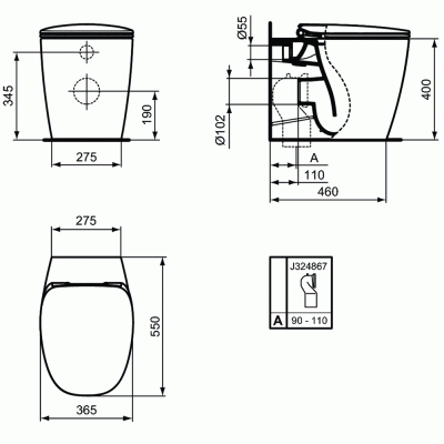 Унитаз Ideal Standard Dea T349101 приставной с сиденьем Микролифт