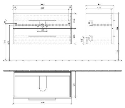 Тумба под раковину Villeroy&Boch Avento 100 подвесная Синяя