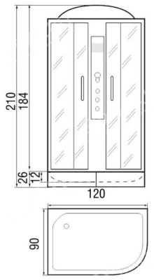 Душевая кабина River Dunay 120x90x26 ТН R 10000003131+10000003000 с поддоном