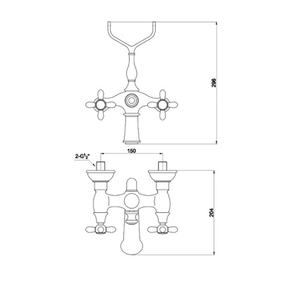 Смеситель для ванны Timo Ritz 0144Y chome/gold cross Хром Золото