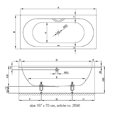 Стальная ванна Bette Starlet 170х70 1730-000 без антискользящего покрытия