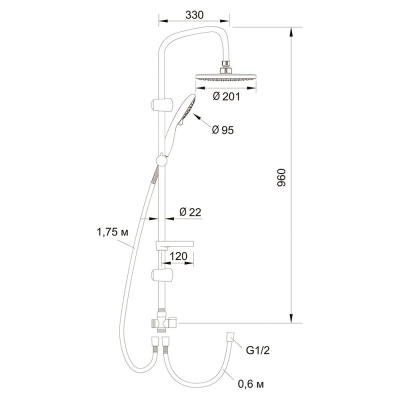 Душевая система Latuno L80040 Хром