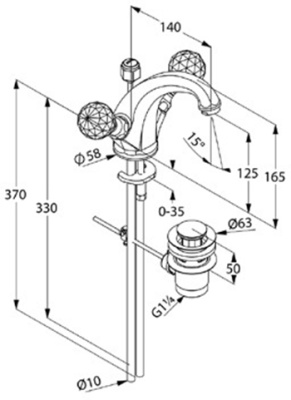 Смеситель для раковины Kludi Adlon 5101045G4 Золото 23 карата