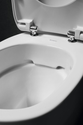 Комплект унитаза с инсталляцией Geberit iCon T54 Rimfree 500.300.01.I с сиденьем Микролифт и Белой клавишей смыва