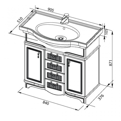 Тумба под раковину Aquanet Луис Shenxin 90 176502 Белая