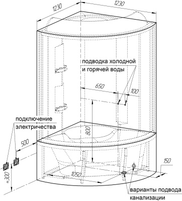 Душевой бокс Radomir Лаура 128x128 1-04-1-0-5-0870 профиль Белый стекло прозрачное