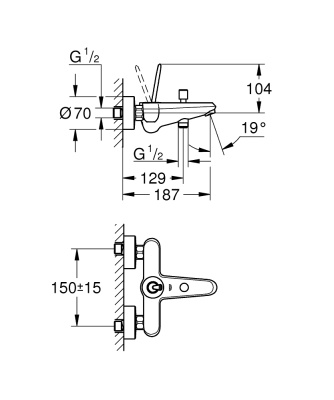 Смеситель для ванны Grohe Eurodisc Joystick 23431 Хром