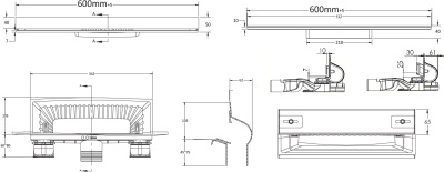 Душевой лоток Berges Wasserhaus Wall 600 090156 с решеткой Матовый хром