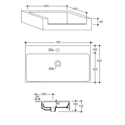 Раковина Kerasan Cento 3548 700 мм
