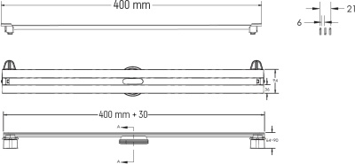 Душевой лоток Berges Wasserhaus Super Slim 400 091177 с решеткой Хром глянец