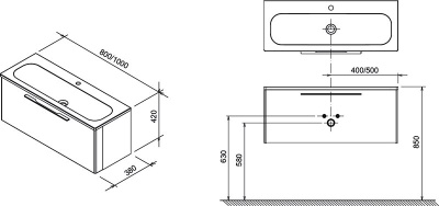 Тумба под раковину Ravak SD Ring 100 подвесная Белая