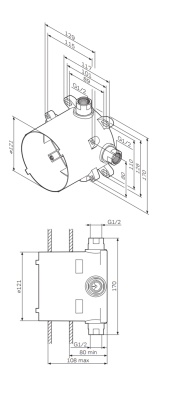 Скрытая часть смесителя AM.PM MultiDock F100100 G 1/2