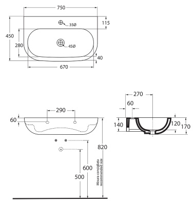 Раковина Azzurra Nuvola NUV200/75 bianco lucido