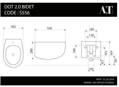 Биде AeT Dot 2.0 S556T1R1V1100 подвесное Белое