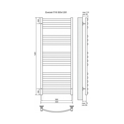 Электрический полотенцесушитель Terminus Енисей П16 500x1281 4660059920771 Хром