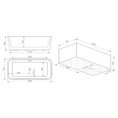 Акриловая ванна SSWW M702W 180х75 без гидромассажа
