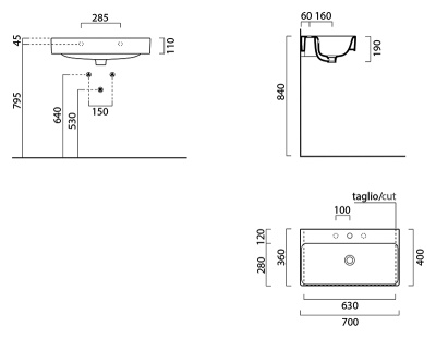 Раковина GSI Sand 70 9087111 белая
