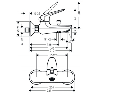 Смеситель для ванны Hansgrohe Novus 71040000 Хром