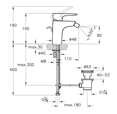 Смеситель для биде Vitra X-Line A42323EXP Хром