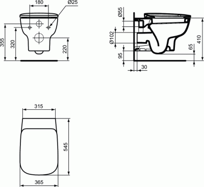 Унитаз Ideal Standard Esedra T386001 подвесной без сиденья
