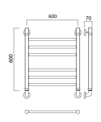 Водяной полотенцесушитель Aquanerzh 00-60A6060 Хром